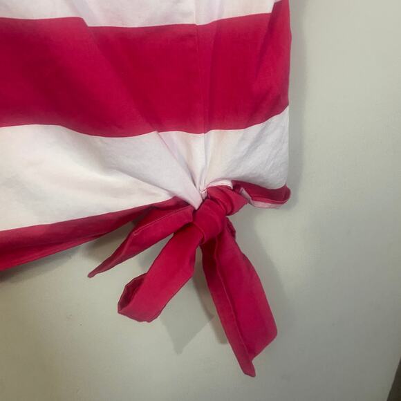 Vineyard Vines White Pink Block Stripe Sleeveless Top Side Tie Sz 14 - Picture 2 of 6